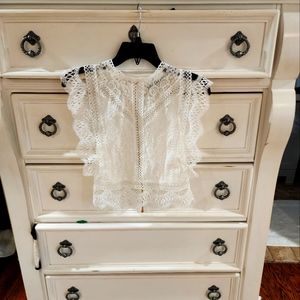 Lace feminine top, off white.